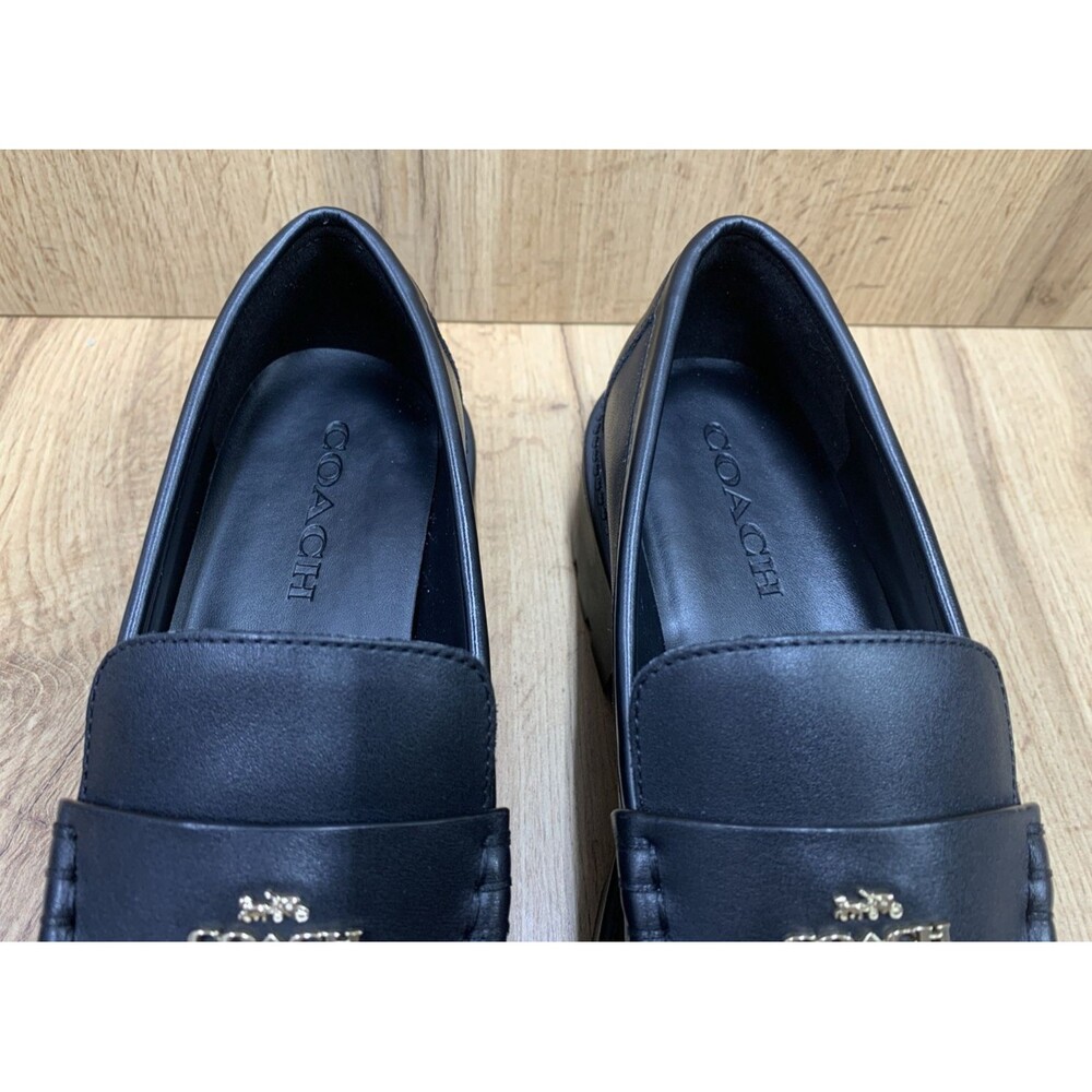 Coach Women's Lucy Leather 2" Chunky Heel Platform Loafers CCH95 Black Size 8B - Picture 8 of 12
